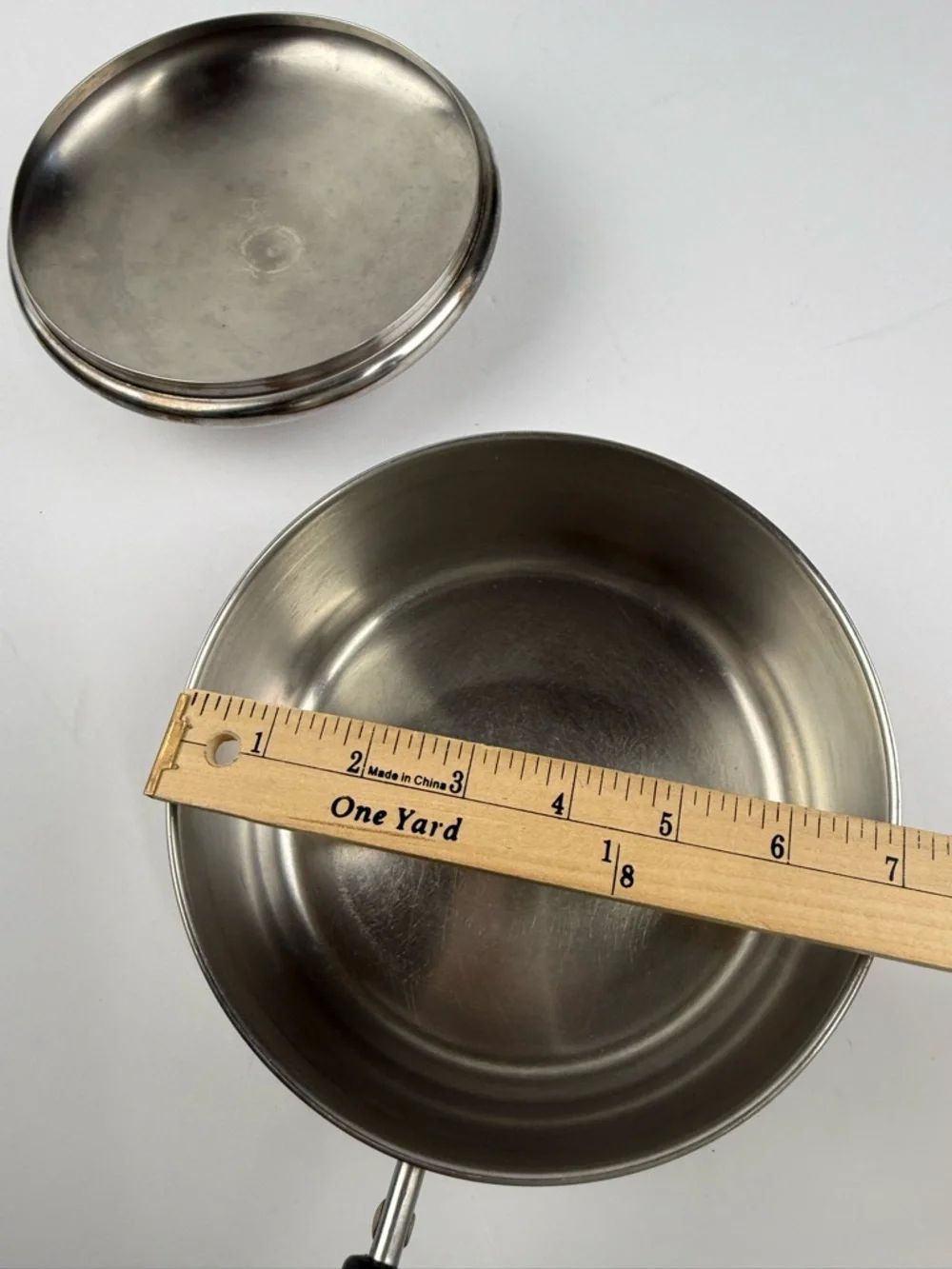 1801 Revere Ware 2 Qt Copper Bottom Pan Pot w/Lid Clinton IL USA Stainless
